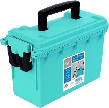 Logix 12533 Stackable Craft Storage Box with Handle, Locking Art Supply Box, Plastic Storage Containers with Lids, Craft Organizer Box, Teal