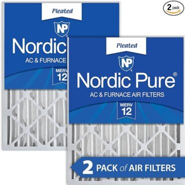 Nordic Pure 16x25x4 (15_1/2 x 24_1/2 x 3_5/8) Pleated MERV 12 Air Filters 2 Pack