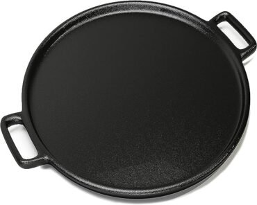 Home-Complete Cast Iron Pizza Pan-14” Skillet for Cooking, Baking, Grilling-Durable, Long Lasting, Even-Heating and Versatile Kitchen Cookware