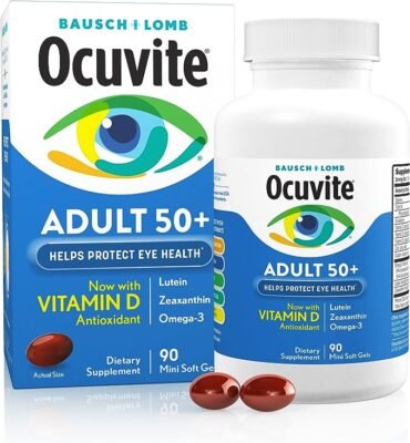 Ocuvite Eye Vitamin & Mineral Supplement, Contains Zinc, Vitamins C, E, Omega 3, Lutein, & Zeaxanthin, 90 Softgels (Packaging May Vary)