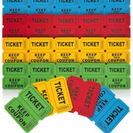 PM Company 1000 Pairs (2000 pcs) Raffle Tickets, 50/50 Double Raffle Tickets (Blue/Red/Green/Yellow) 250 Pairs Per Color, for Events, Carnivals, Entry, Class Rewards, Prizes