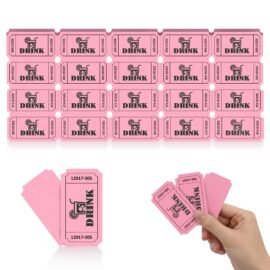 PM Company 1000 Raffle Tickets Single, Drink Tickets for Events, Leisure, Carnivals, Entry, Class Rewards, Prizes(Pink)